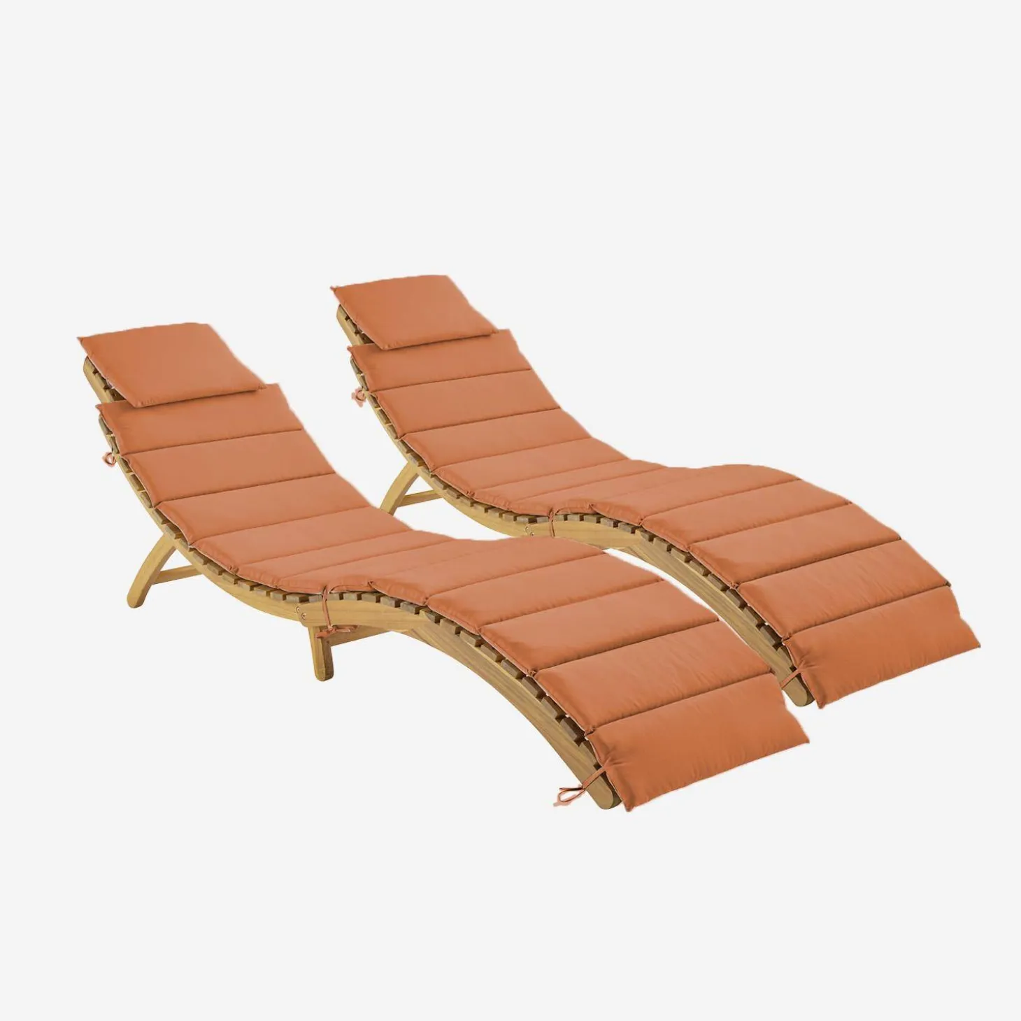 Set de 2 tumbonas de madera de acacia
