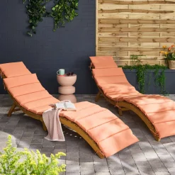 Set de 2 tumbonas de madera de acacia