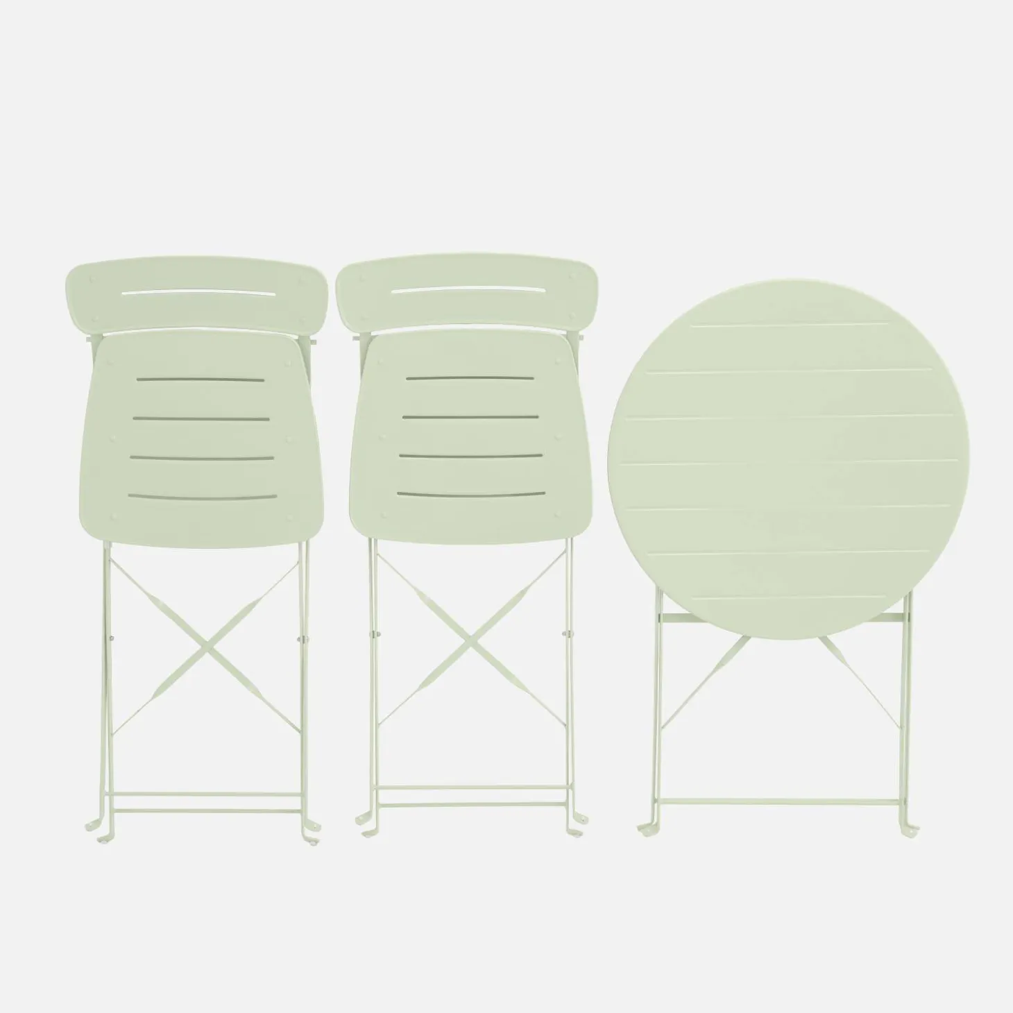 Set de jardín bistró plegable de mesa redonda de acero con 2 sillas