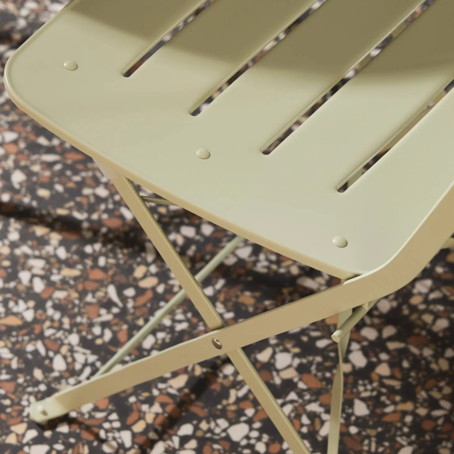 Set de jardín bistró plegable de mesa redonda de acero con 2 sillas