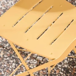 Set de jardín bistró plegable de mesa redonda de acero con 2 sillas
