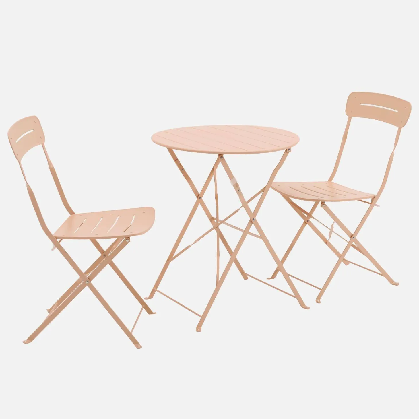 Set de jardín bistró plegable de mesa redonda de acero con 2 sillas