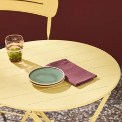 Set de jardín bistró plegable de mesa redonda de acero con 2 sillas