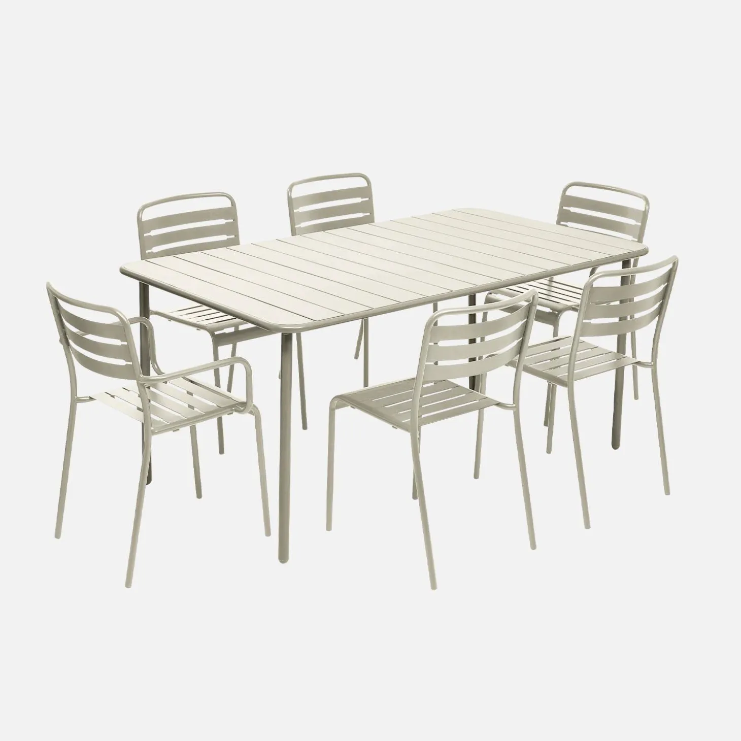 Set mesa de jardín bistró de acero con 2 sillones y 4 sillas, 160cm