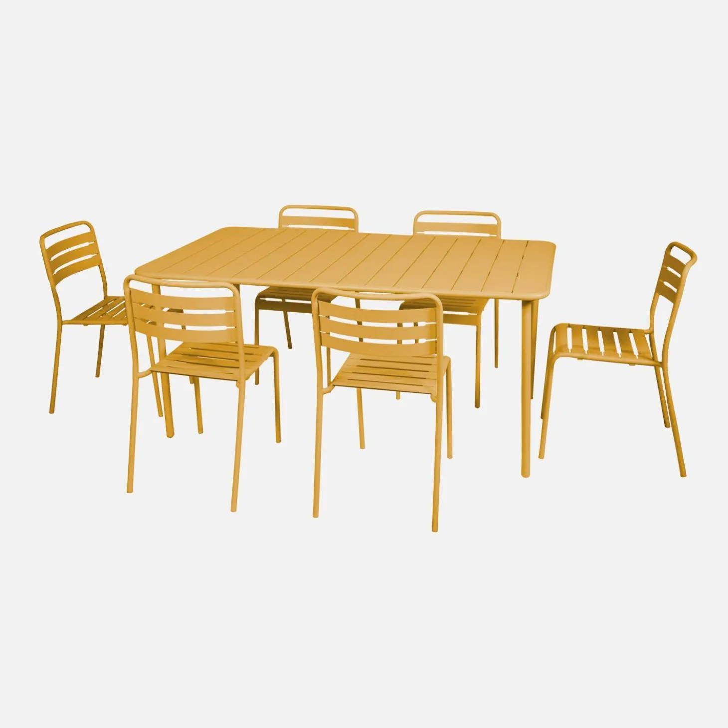 Set mesa de jardín bistró de acero con 6 sillas, 160cm