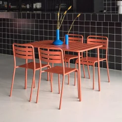 Set mesa de jardín bistró de acero con 4 sillas, 120cm