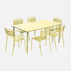 Set mesa de jardín bistró de acero con 2 sillones y 4 sillas, 160cm