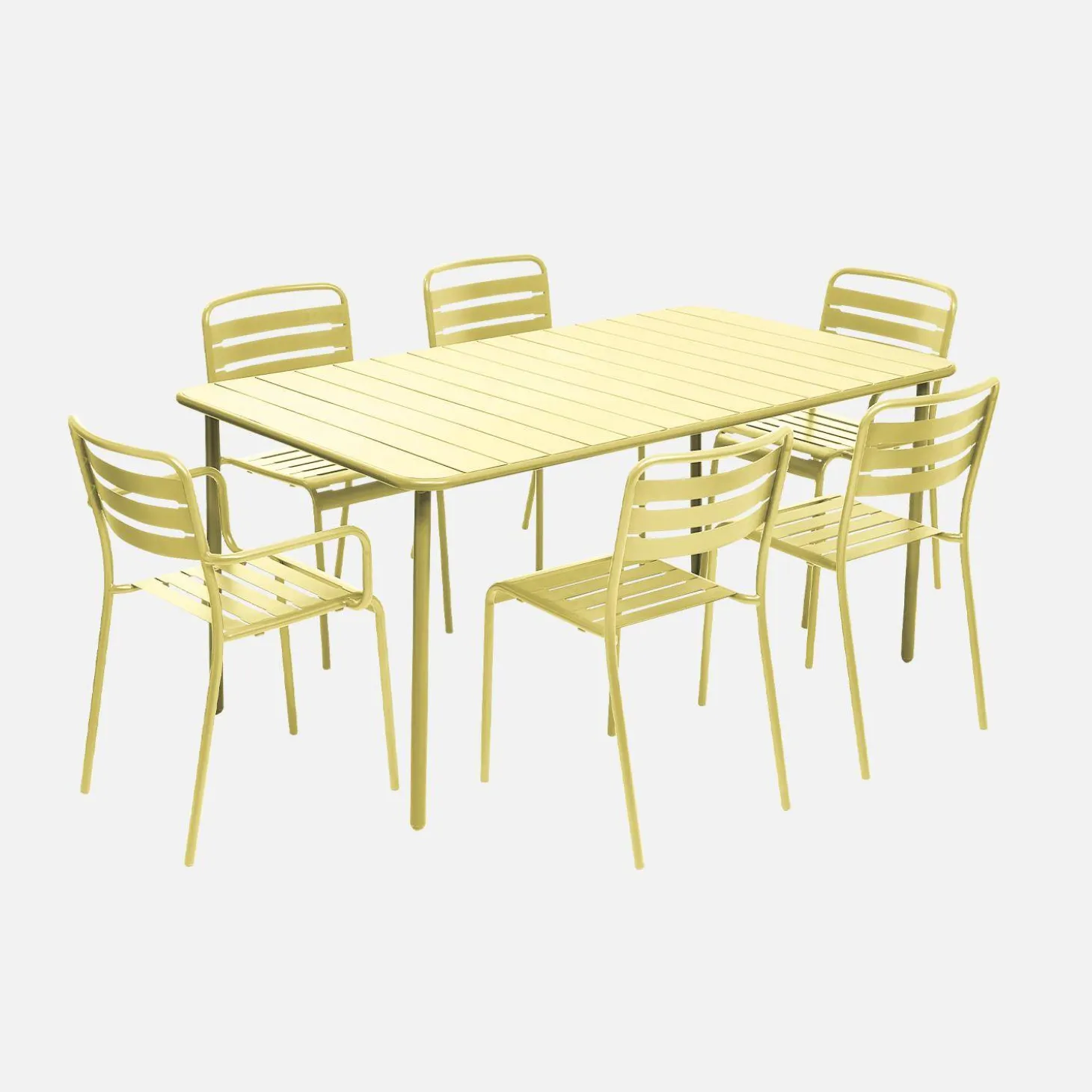 Set mesa de jardín bistró de acero con 2 sillones y 4 sillas, 160cm