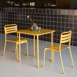 Set mesa de jardín bistró de acero con 2 sillas, 70 cm