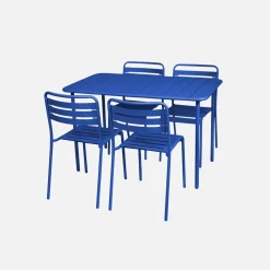 Set mesa de jardín bistró de acero con 4 sillas, 120cm