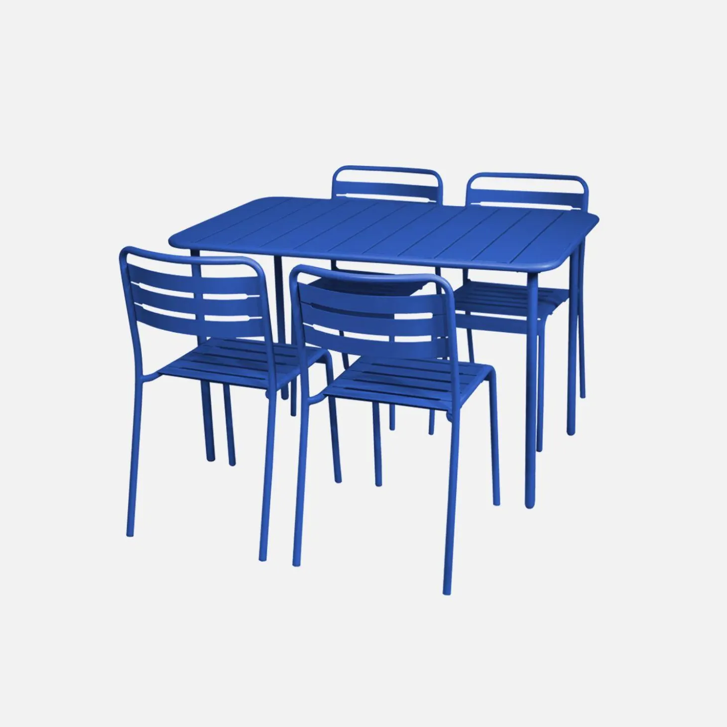 Set mesa de jardín bistró de acero con 4 sillas, 120cm