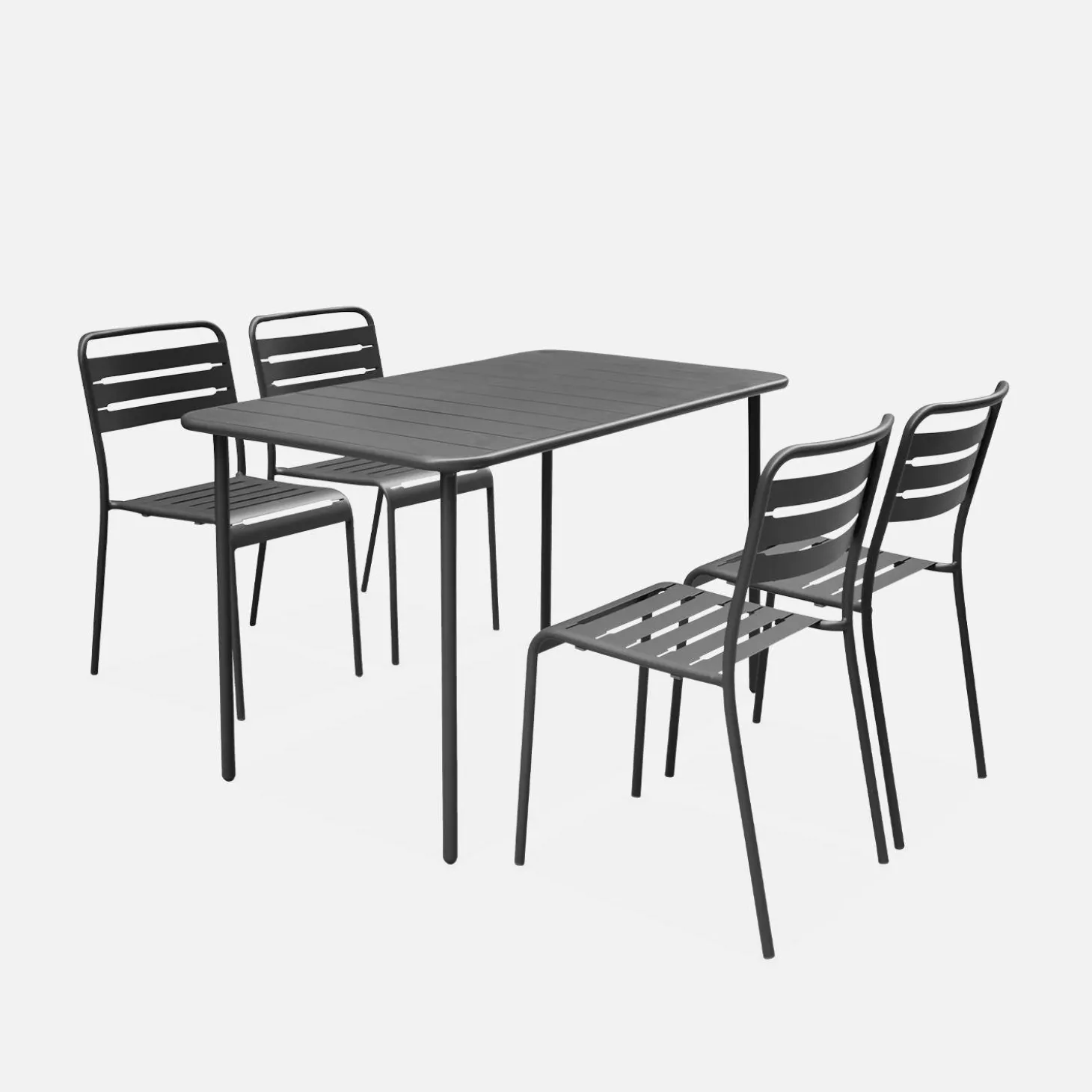 Set mesa de jardín bistró de acero con 4 sillas, 120cm