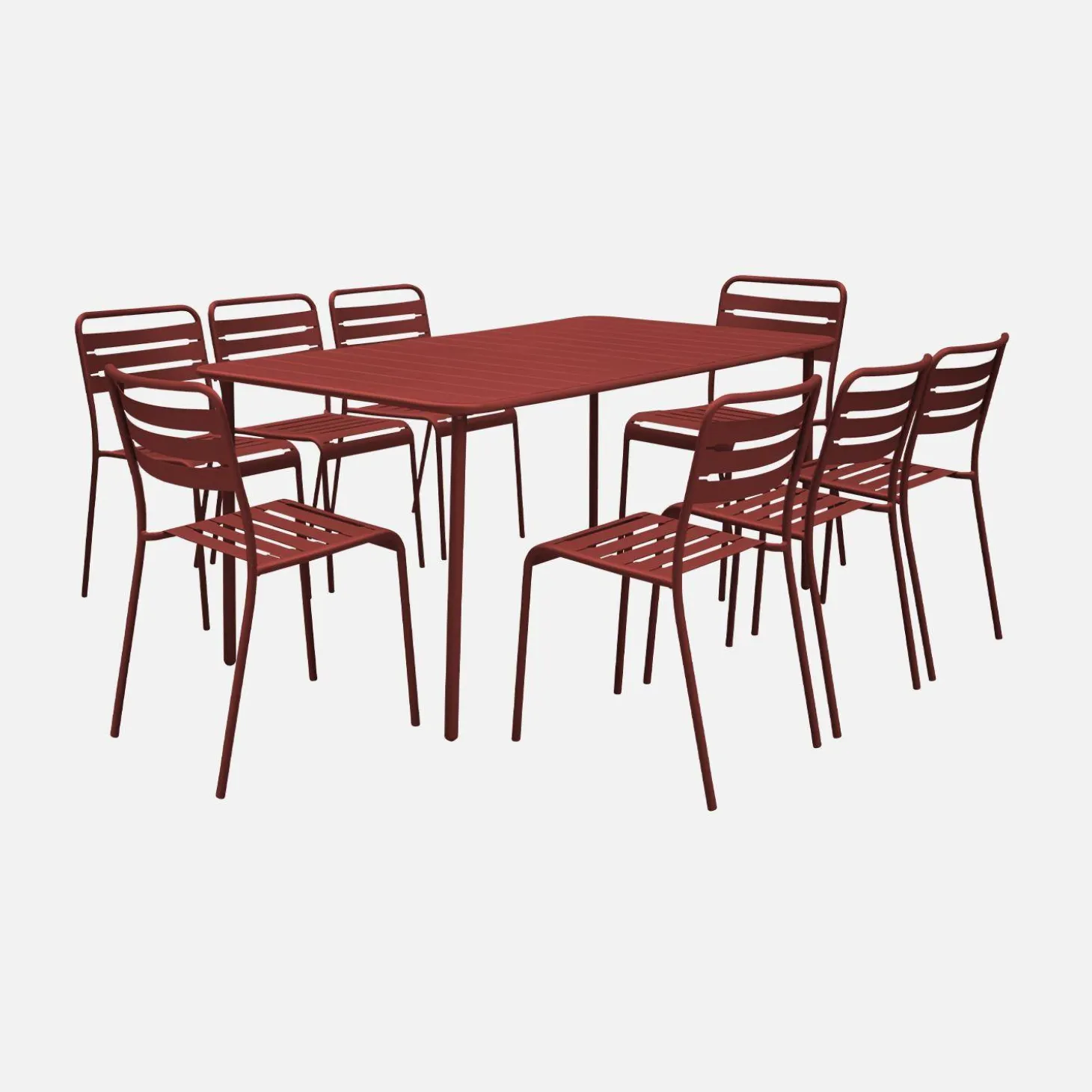 Set mesa de jardín bistró de acero con 8 sillas, 160cm