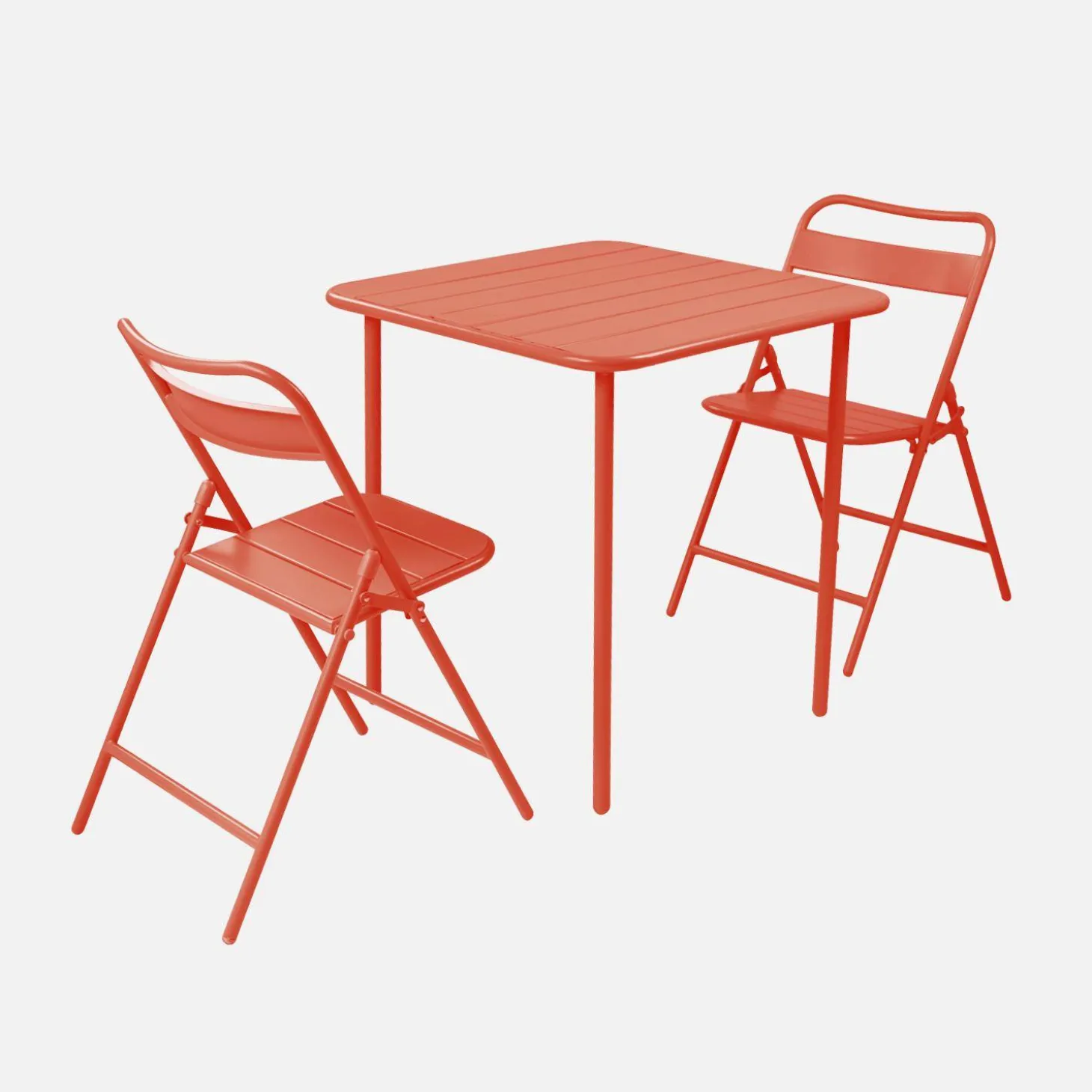 Set mesa de jardín bistró de acero con 2 sillas plegables, 70cm