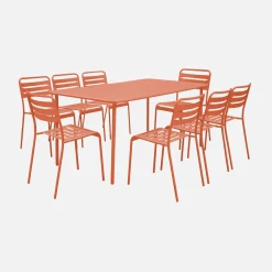Set mesa de jardín bistró de acero con 8 sillas, 160cm