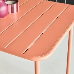 Set mesa de jardín bistró de acero con 8 sillas, 160cm