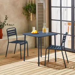Set mesa de jardín bistró de acero con 2 sillas, 70 cm