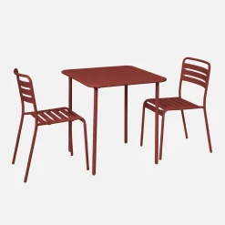 Set mesa de jardín bistró de acero con 2 sillas, 70 cm