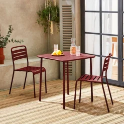 Set mesa de jardín bistró de acero con 2 sillas, 70 cm