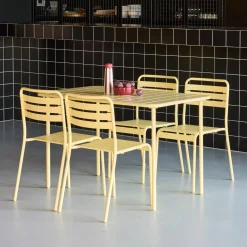 Set mesa de jardín bistró de acero con 4 sillas, 120cm