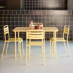 Set mesa de jardín bistró de acero con 4 sillas, 120cm