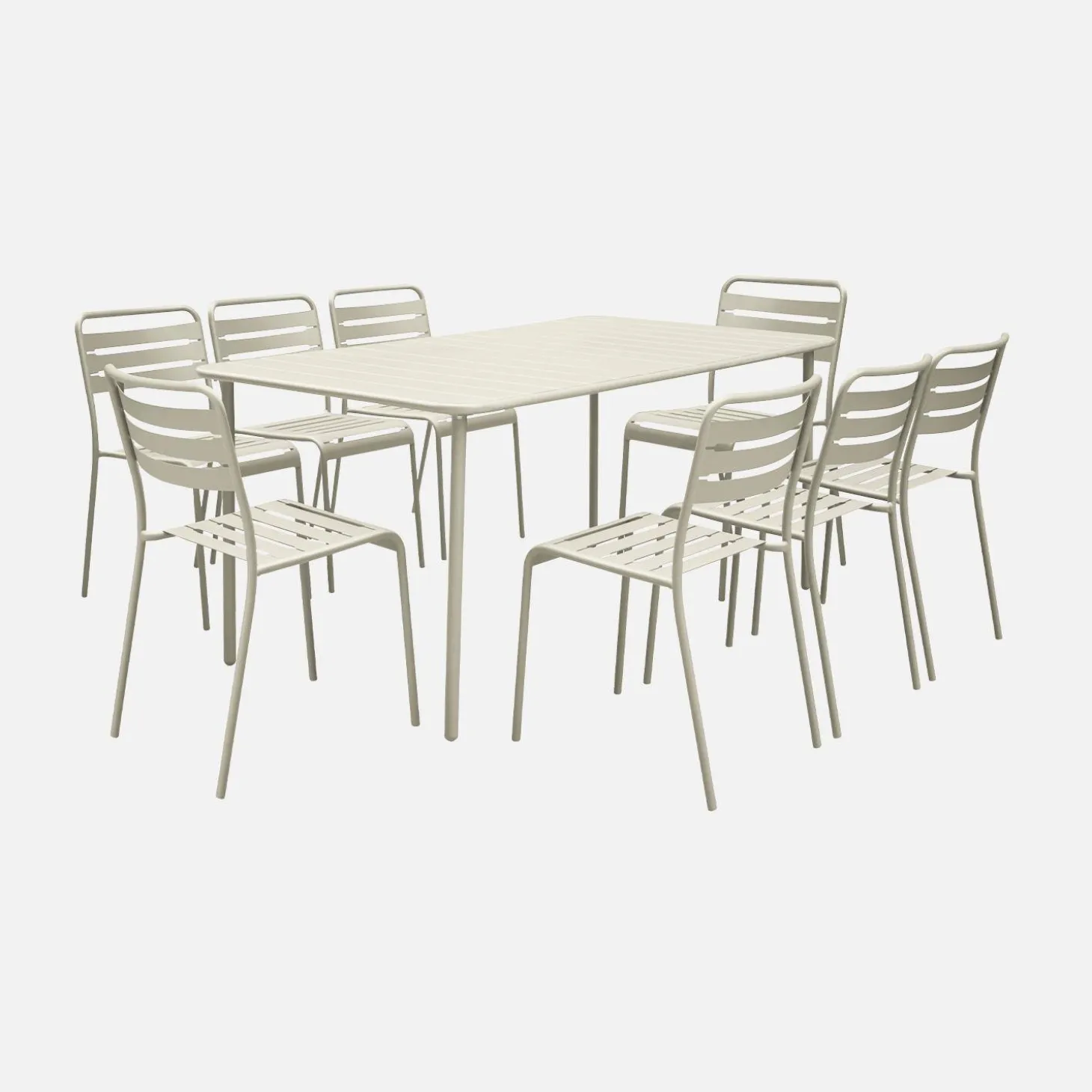 Set mesa de jardín bistró de acero con 8 sillas, 160cm