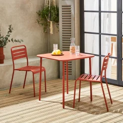 Set mesa de jardín bistró de acero con 2 sillas, 70 cm
