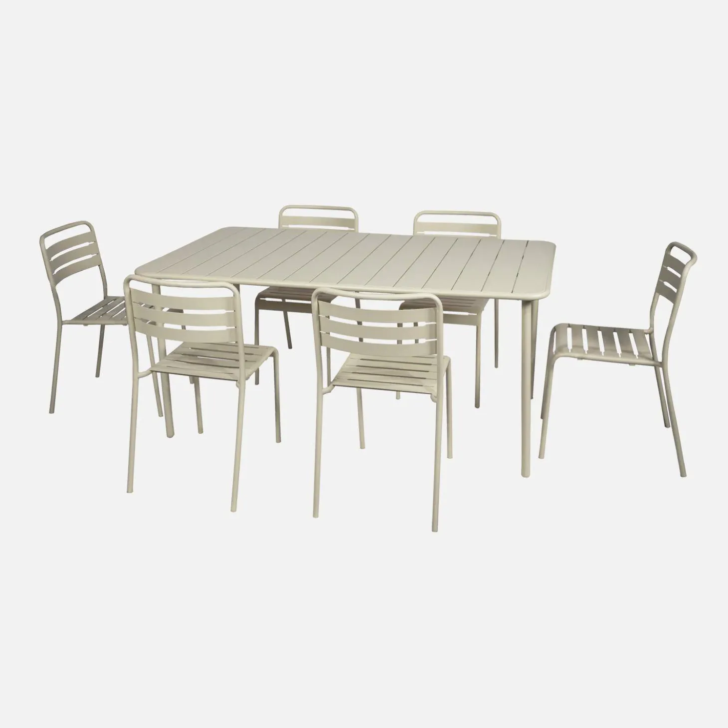 Set mesa de jardín bistró de acero con 6 sillas, 160cm