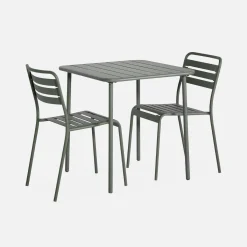 Set mesa de jardín bistró de acero con 2 sillas, 70 cm