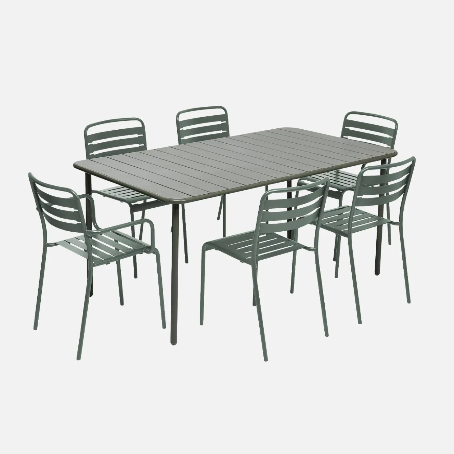 Set mesa de jardín bistró de acero con 2 sillones y 4 sillas, 160cm