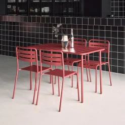 Set mesa de jardín bistró de acero con 4 sillas, 120cm