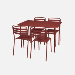 Set mesa de jardín bistró de acero con 4 sillas, 120cm