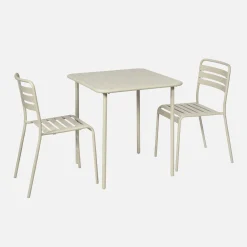Set mesa de jardín bistró de acero con 2 sillas, 70 cm