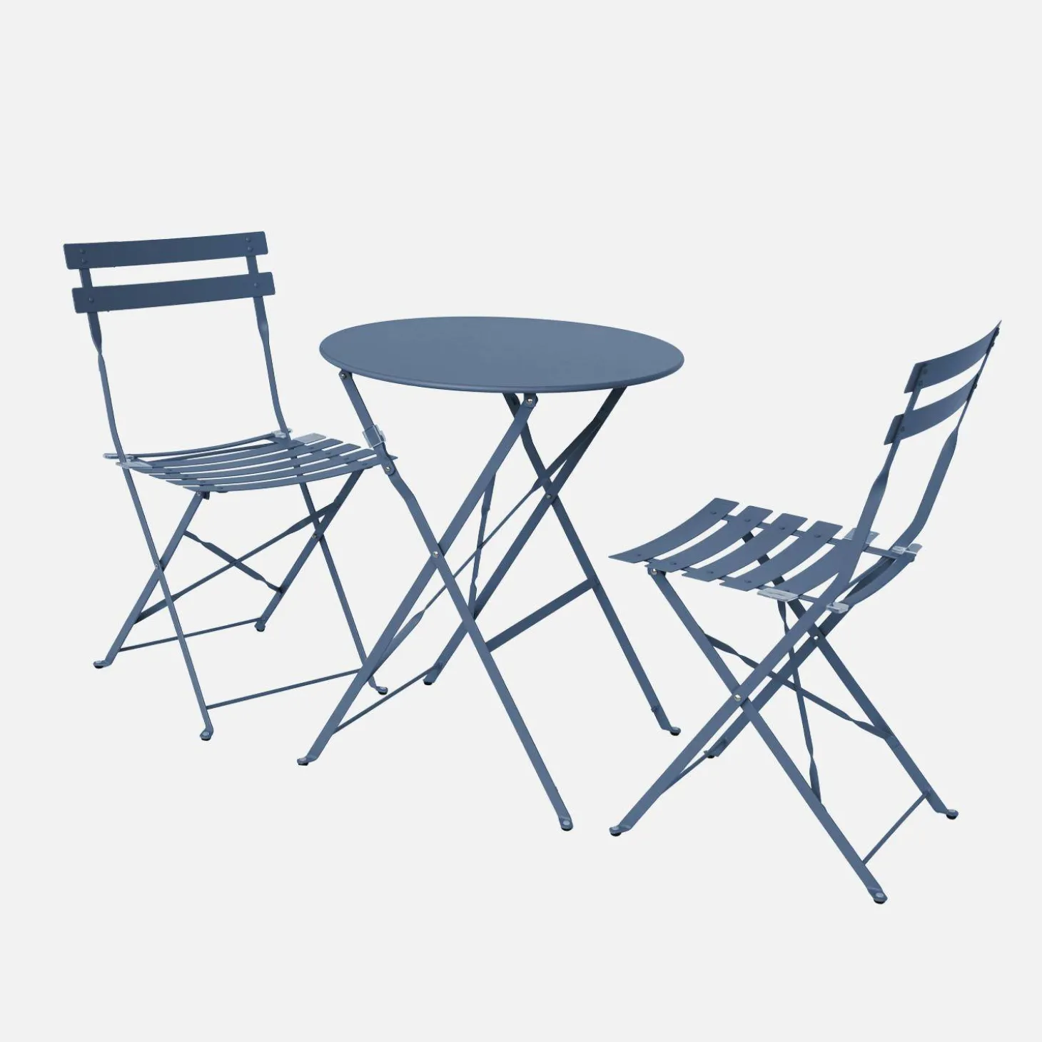 Set mesa de jardín bistró plegable de acero con 2 sillas, ø60cm