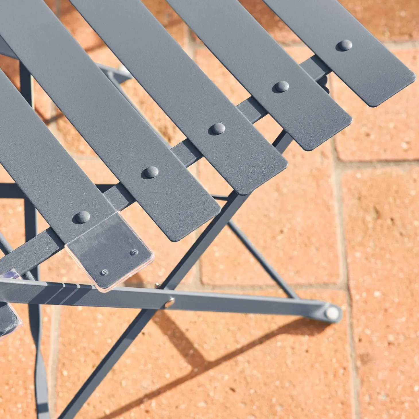 Set mesa de jardín bistró plegable de acero con 2 sillas, ø60cm