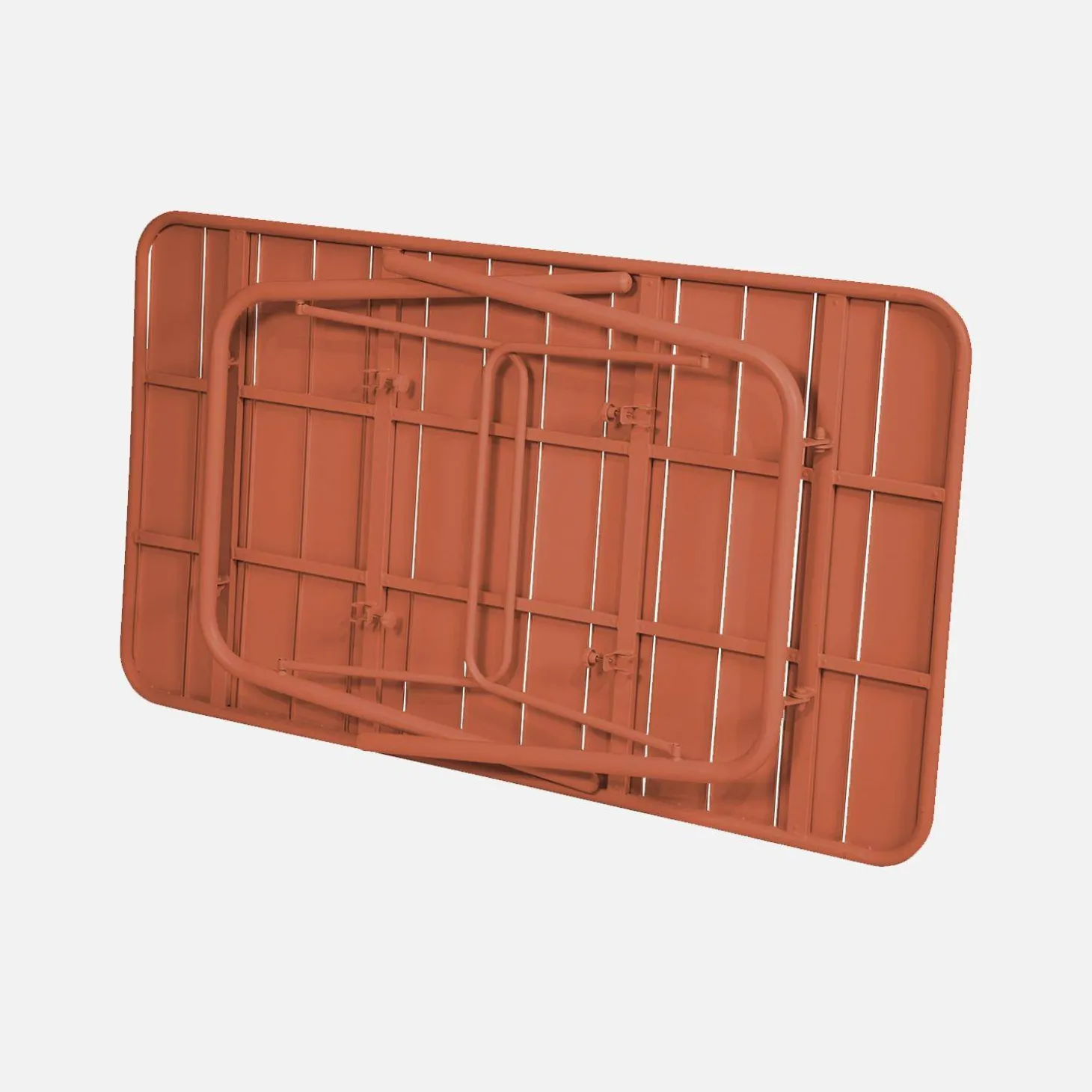 Set mesa de jardín bistró plegable de acero con 6 sillas, 140cm