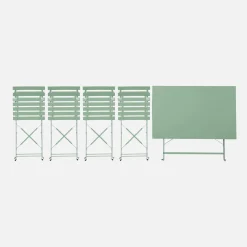 Set mesa de jardín bistró plegable de acero con 4 sillas, 110cm
