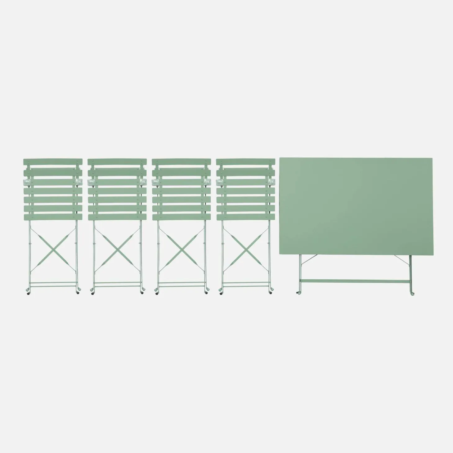Set mesa de jardín bistró plegable de acero con 4 sillas, 110cm