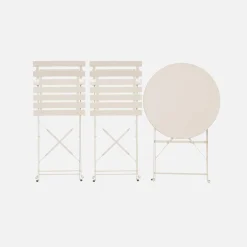 Set mesa de jardín bistró plegable de acero con 2 sillas, ø60cm