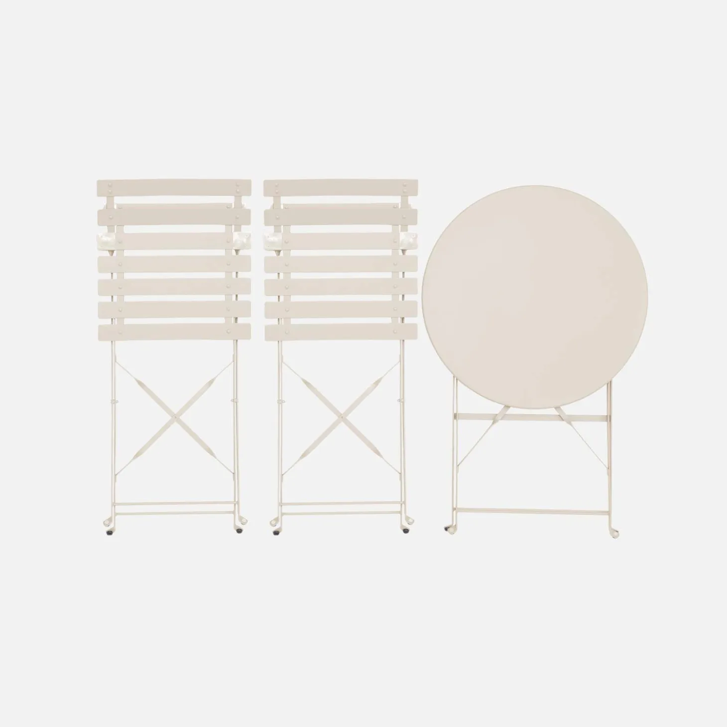 Set mesa de jardín bistró plegable de acero con 2 sillas, ø60cm
