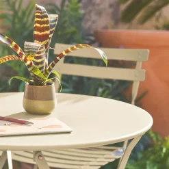 Set mesa de jardín bistró plegable de acero con 2 sillas, ø60cm