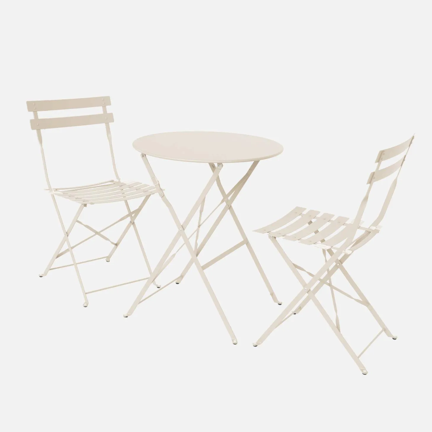 Set mesa de jardín bistró plegable de acero con 2 sillas, ø60cm