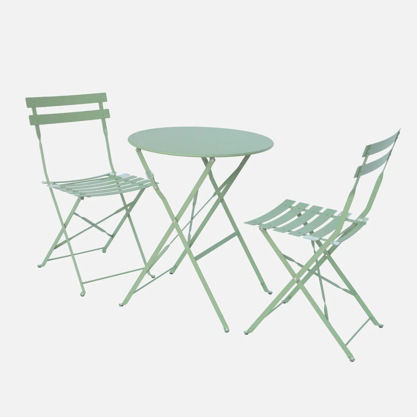 Set mesa de jardín bistró plegable de acero con 2 sillas, ø60cm