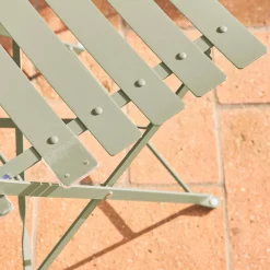 Set mesa de jardín bistró plegable de acero con 2 sillas, ø60cm
