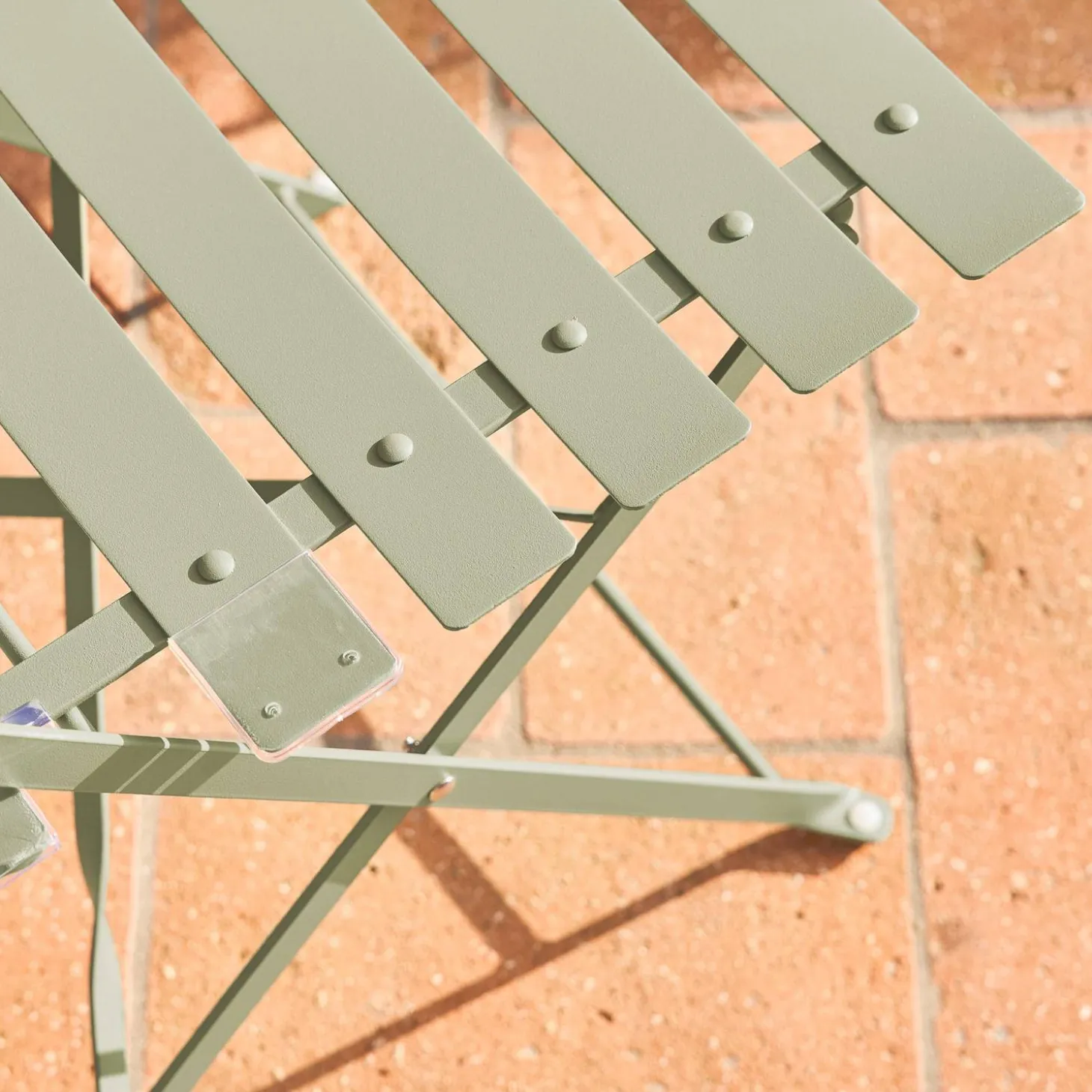 Set mesa de jardín bistró plegable de acero con 2 sillas, ø60cm