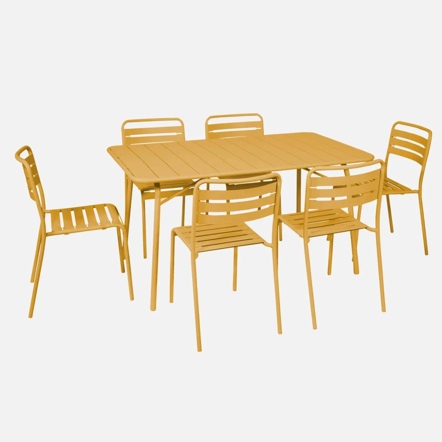 Set mesa de jardín bistró plegable de acero con 6 sillas, 140cm