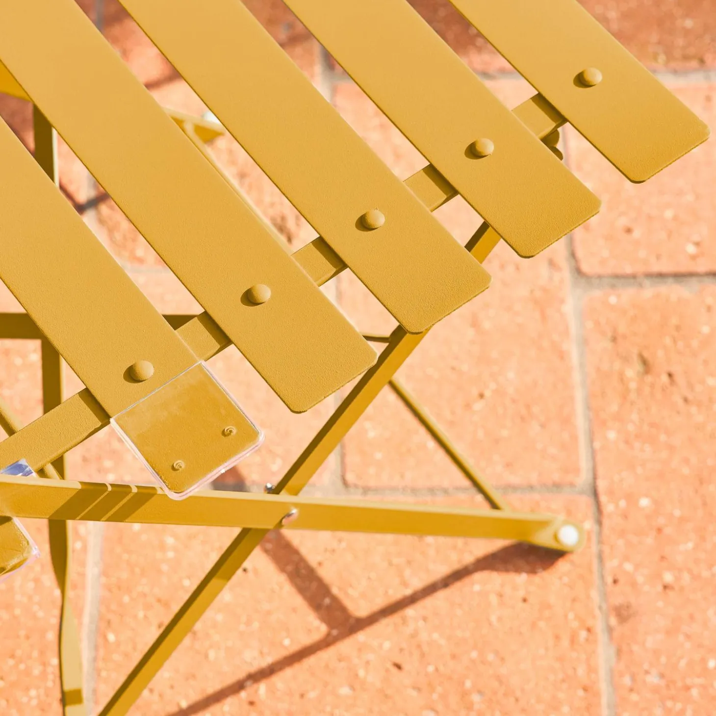 Set mesa de jardín bistró plegable de acero con 2 sillas, ø60cm