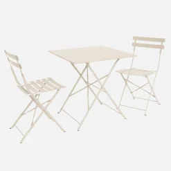 Set mesa de jardín bistró plegable de acero con 2 sillas, 70cm