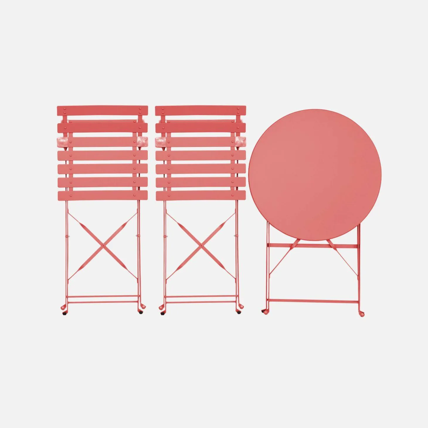 Set mesa de jardín bistró plegable de acero con 2 sillas, ø60cm
