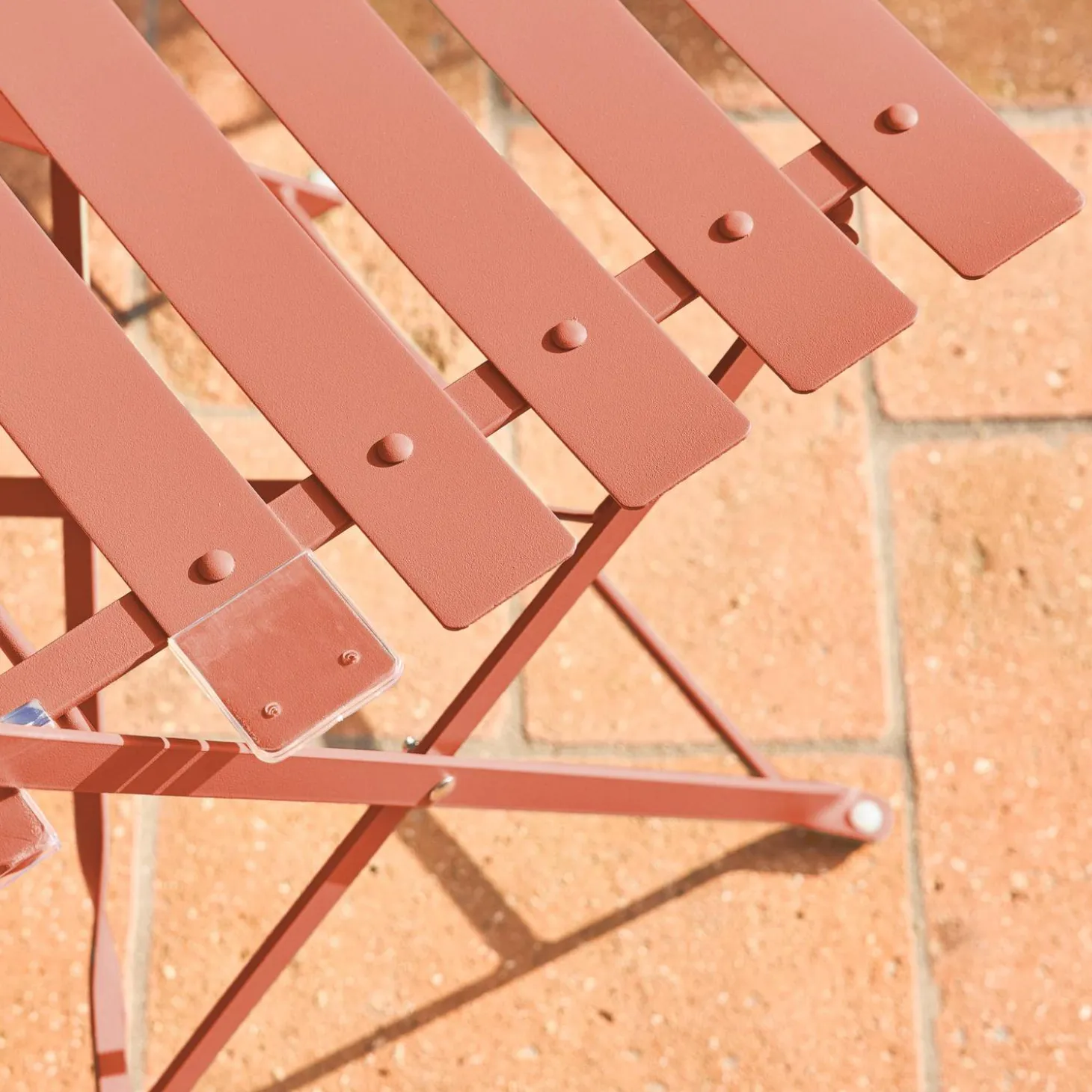 Set mesa de jardín bistró plegable de acero con 2 sillas, ø60cm